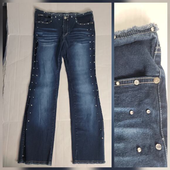 Revolt Jeans Sz 15/16 Straight Leg Low Rise Bling Vintage Y2k Rodeo Festival - Picture 1 of 9